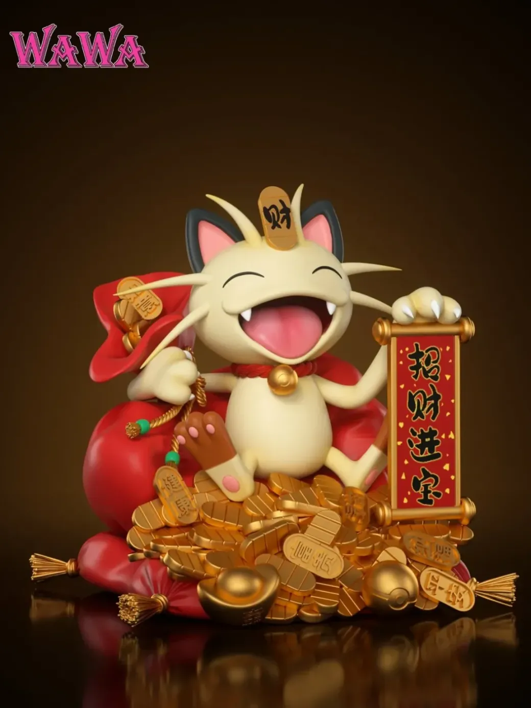 Lucky Meowth 2.0 with LED - Pokemon Resin Statue - WAWA Studio