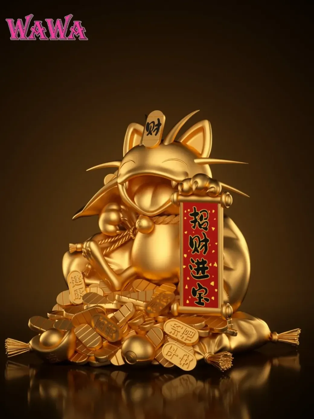 Lucky Meowth 2.0 with LED - Pokemon Resin Statue - WAWA Studio