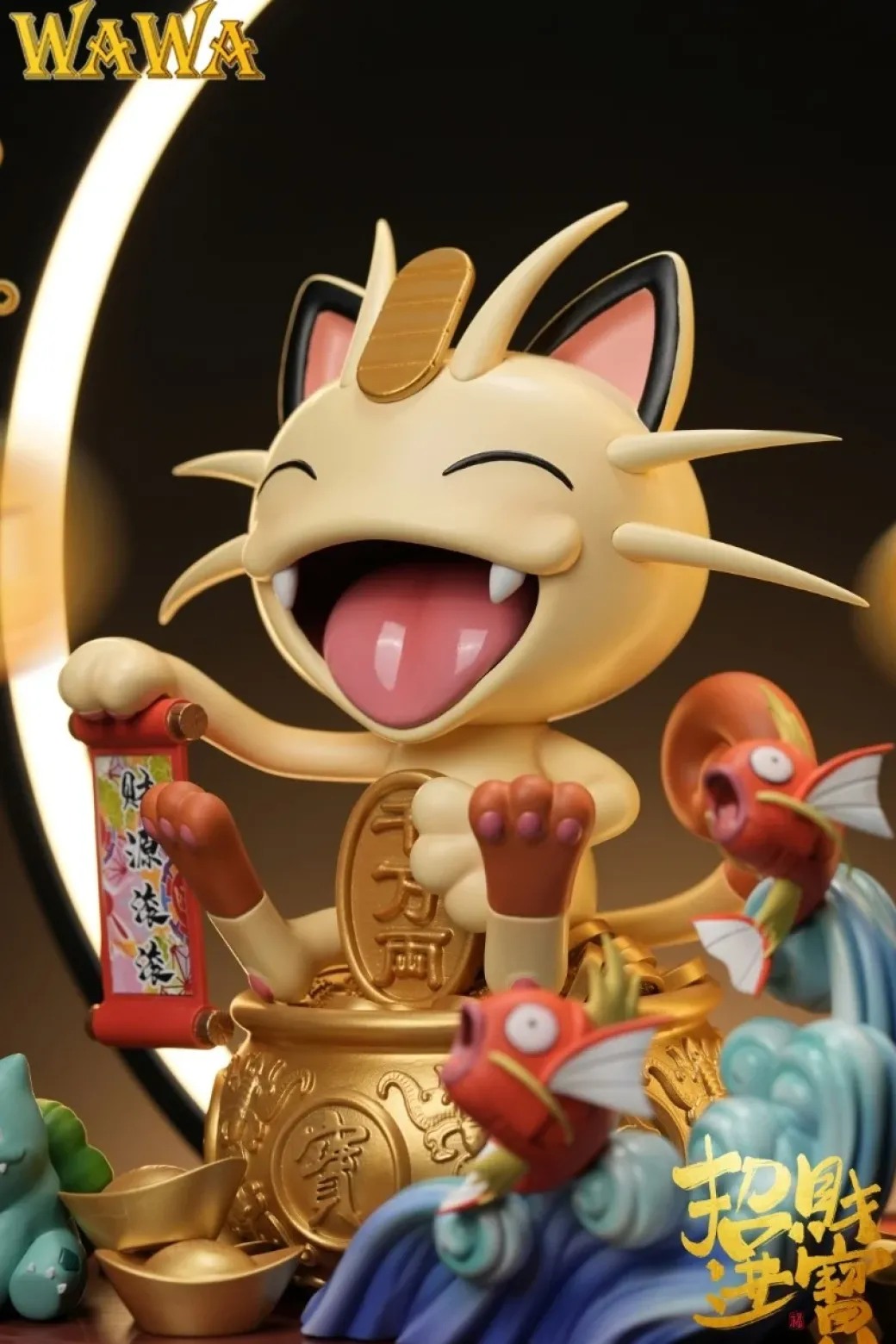 Lucky Meowth with LED - Pokemon Resin Statue - WAWA Studio