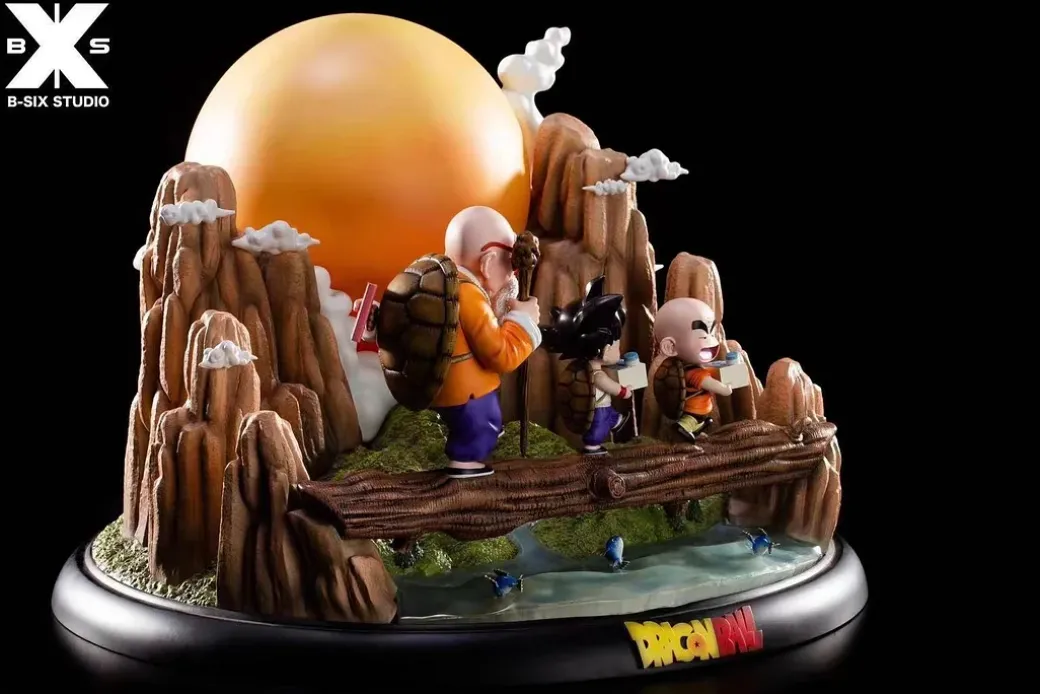 Master and apprentice of Turtle School crossing log bridge with LED - Dragon Ball Resin Statue - B-SIX Studios