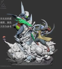 Mega Lucario vs Garchomp - Pokemon Resin Statue - 3L Studio
