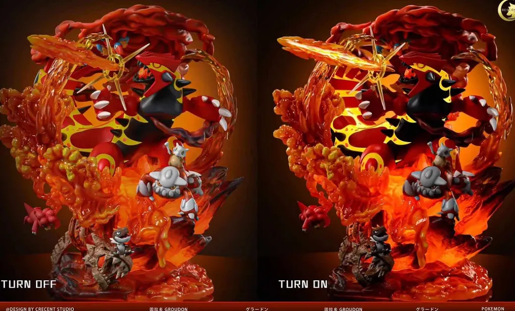 Mega Primal Groudon with LED - Pokemon Resin Statue - Crescent-Studios