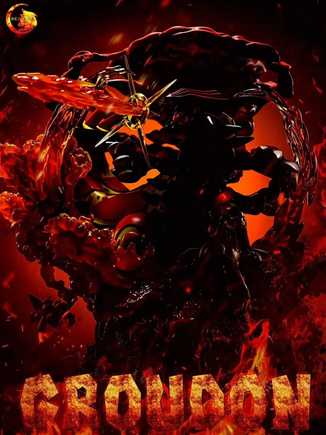 Mega Primal Groudon with LED - Pokemon Resin Statue - Crescent-Studios