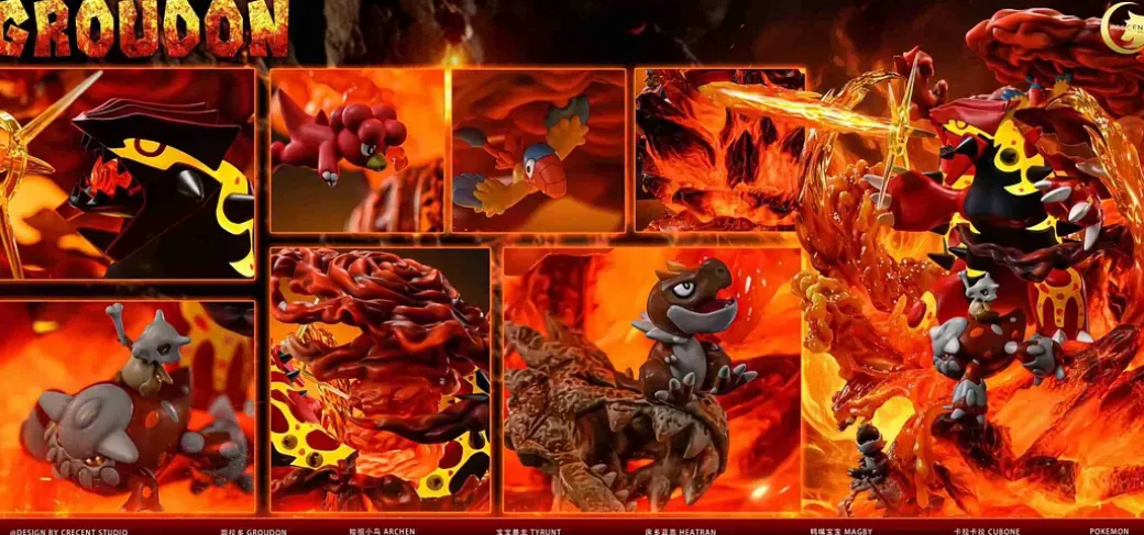 Mega Primal Groudon with LED - Pokemon Resin Statue - Crescent-Studios
