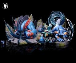 Mega Swampert & Swampert Pokeball & Mudkip Pokeball - Pokemon Resin Statue - MiKo Studio