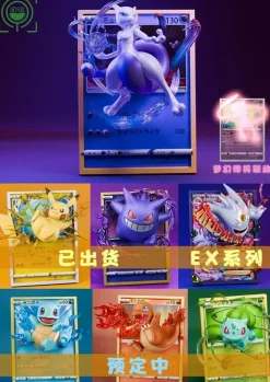 Mewtwo Coming Out From Pokemon Card - Pokemon Resin Statue - GEISHA Studio