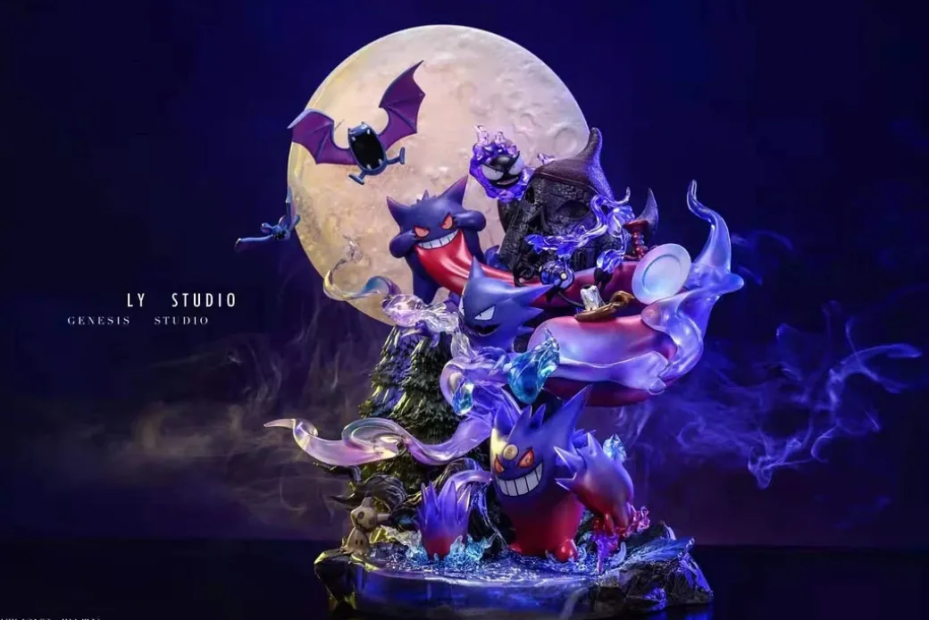 Midnight Time of Gengar Family with LED - Pokemon Resin Statue - LY Studios