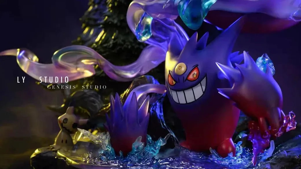 Midnight Time of Gengar Family with LED - Pokemon Resin Statue - LY Studios