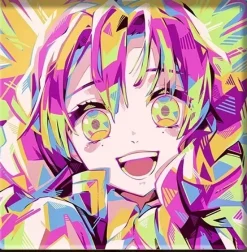 Mitsuri Kanroji & Obanai Iguro Decorative Painting & Fridge Magnet - Demon Slayer: Kimetsu No Yaiba - BLK Studio