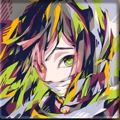 Mitsuri Kanroji & Obanai Iguro Decorative Painting & Fridge Magnet - Demon Slayer: Kimetsu No Yaiba - BLK Studio