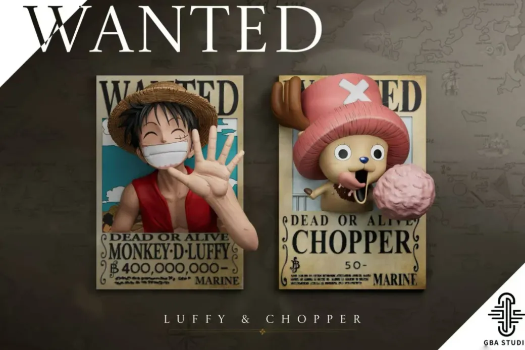 Monkey D. Luffy & Tony Tony Chopper Wanted Fridge Magnet - ONE PIECE Resin Statue - GBA Studio
