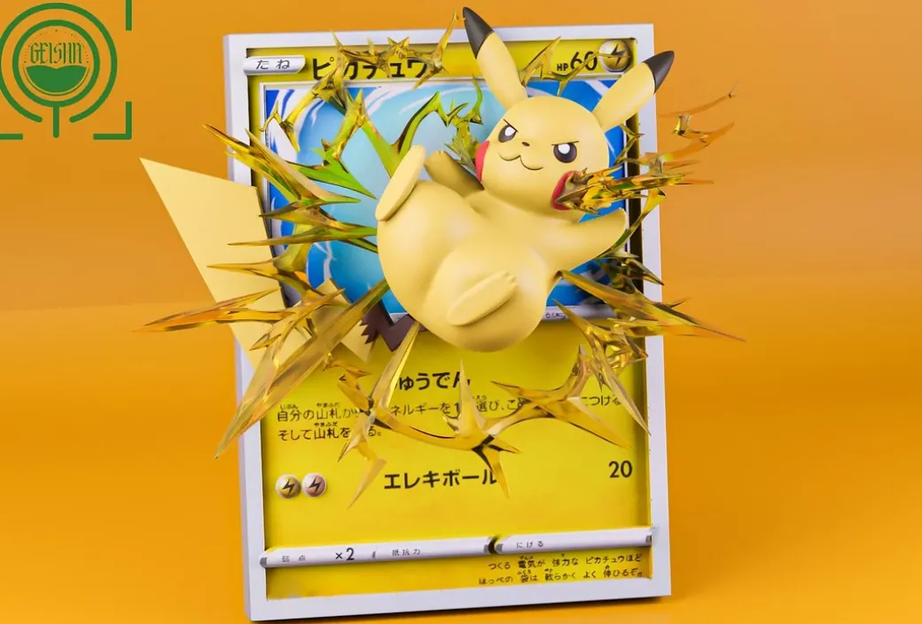 Pikachu Coming Out From Pokemon Card - Pokemon Resin Statue - GEISHA Studio
