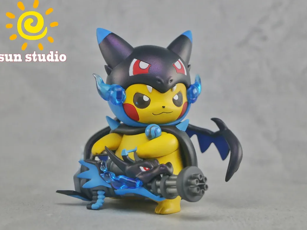 Pikachu cosplay Charizard X & Charizard Y - Pokemon Resin Statue - sun Studio