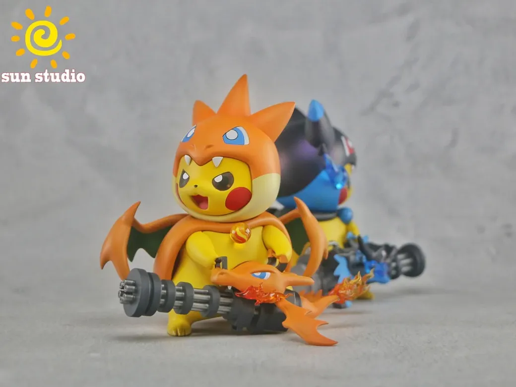 Pikachu cosplay Charizard X & Charizard Y - Pokemon Resin Statue - sun Studio