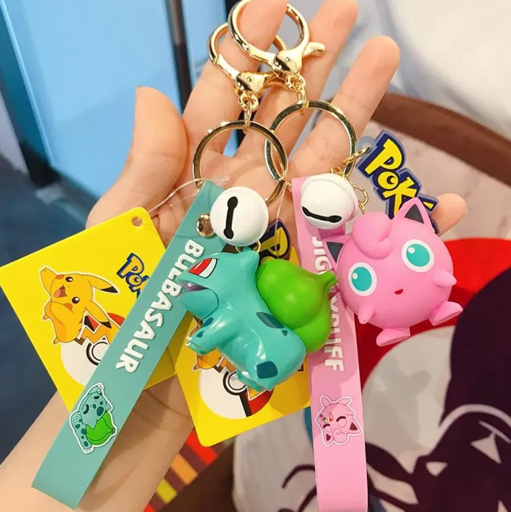 Pikachu/Bulbasaur/Charmander/Squirtle/Psyduck/Jigglypuff - Pokemon Key Chains - Official