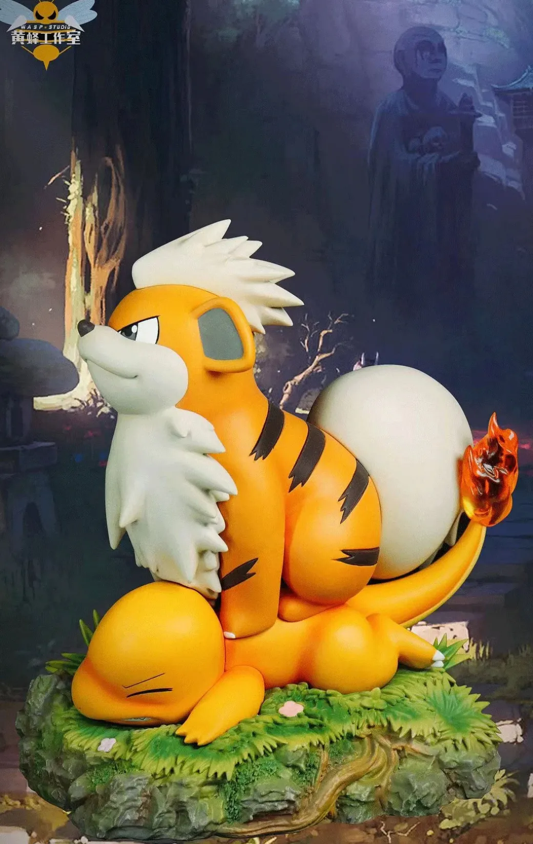 Pokemon Playing Series 005 Raichu Racing With Pikachu & 006 Growlithe Press Charmander - Pokemon Resin Statue - WASP Studios