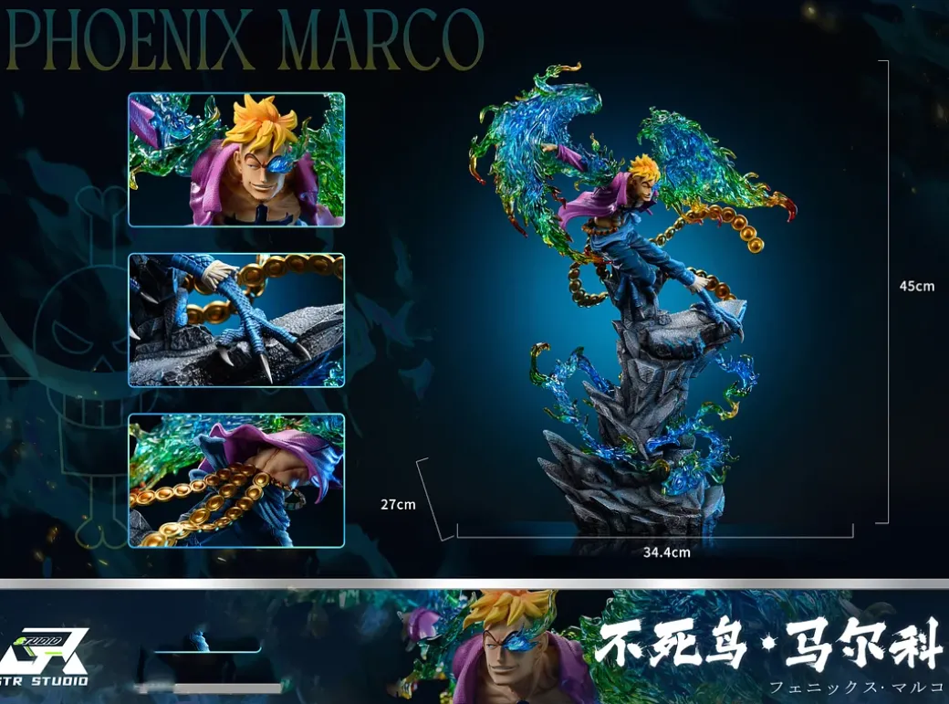 POP MAX Scale Whitebeard Pirates Marco the Phoenix with LED - ONE PIECE Resin Statue - GTR-Studio
