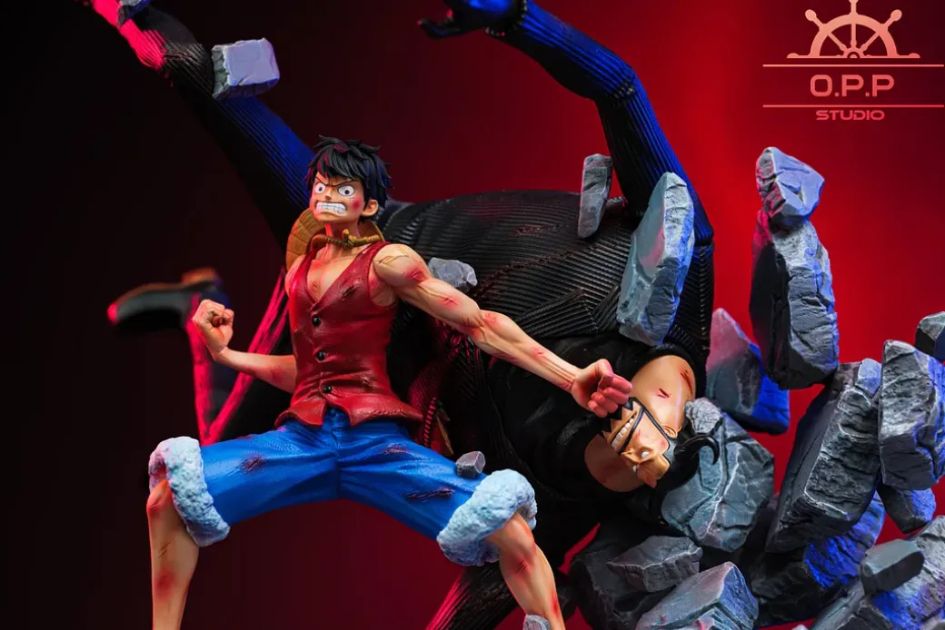 POP Scale Monkey D. Luffy Beating Blueno - ONE PIECE Resin Statue - OPPS Studios