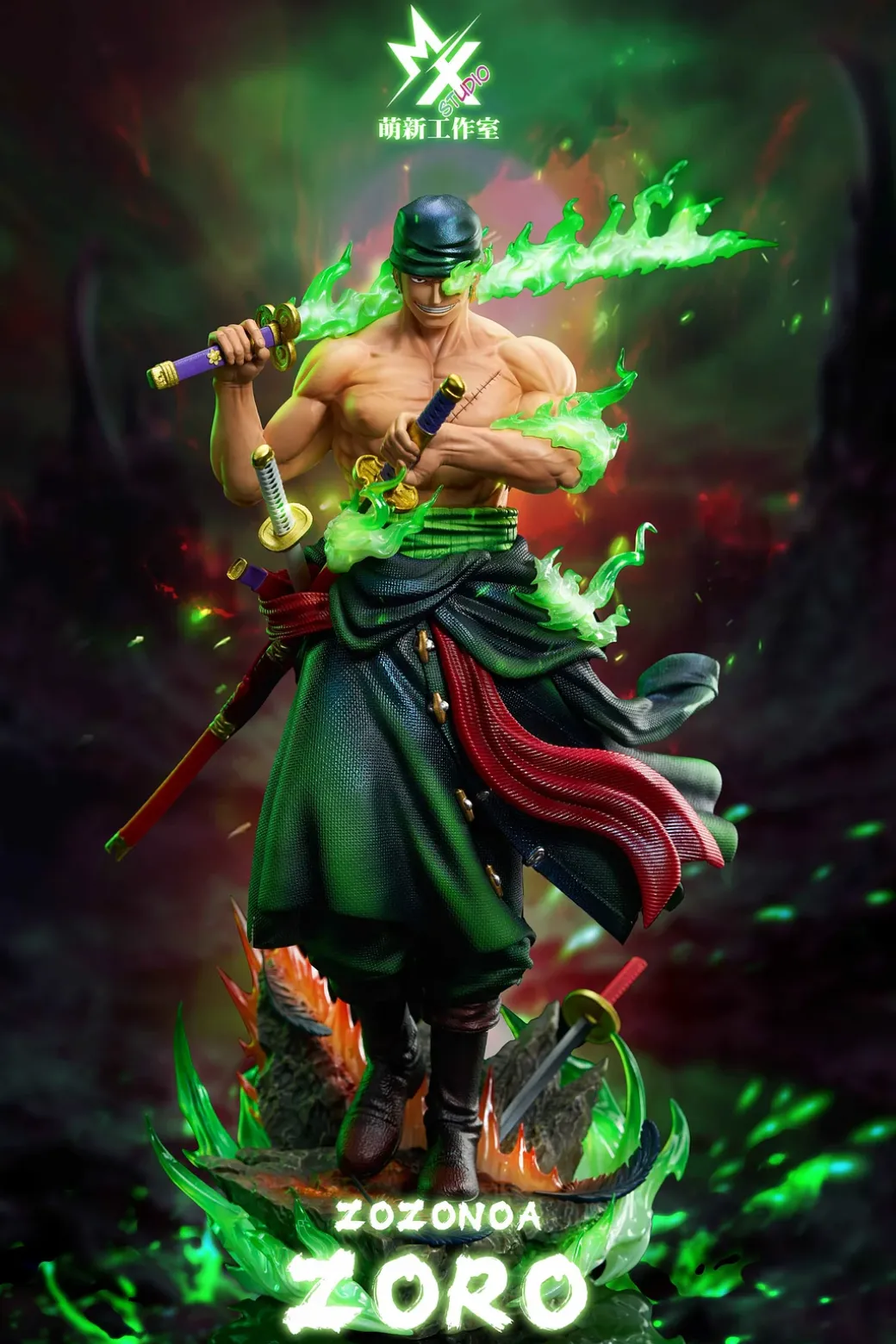 POP Scale Onigashima Roronoa Zoro with LED - ONE PIECE Resin Statue - MengXin Studio