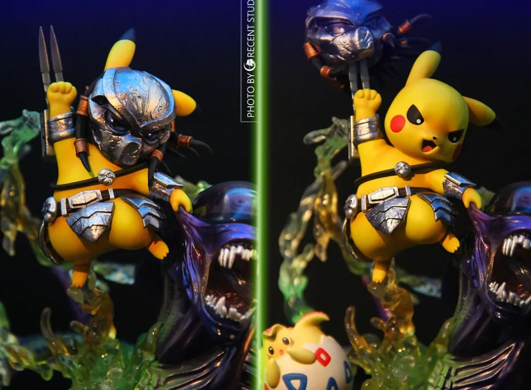 Predator Cosplay Pikachu vs Alien - Pokemon Alien Resin Statue - Crescent-Studios