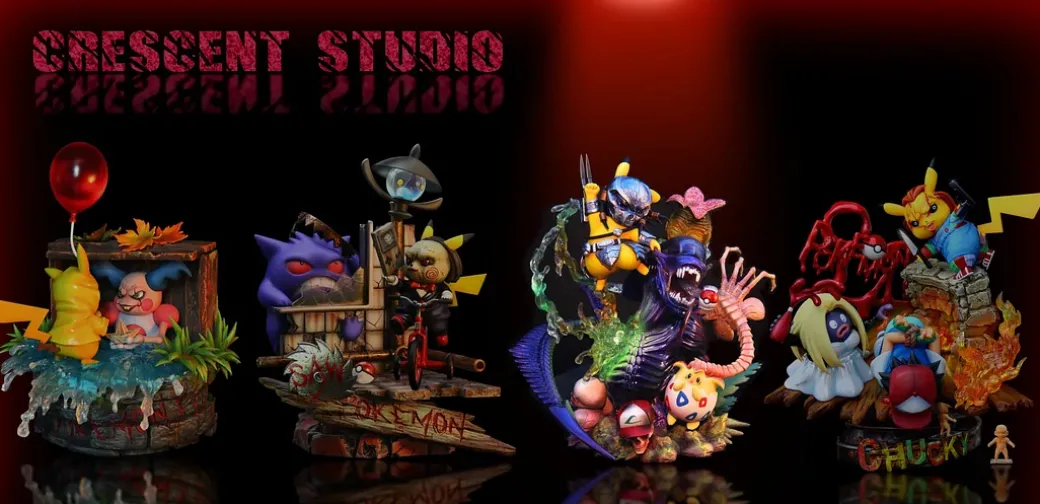 Predator Cosplay Pikachu vs Alien - Pokemon Alien Resin Statue - Crescent-Studios