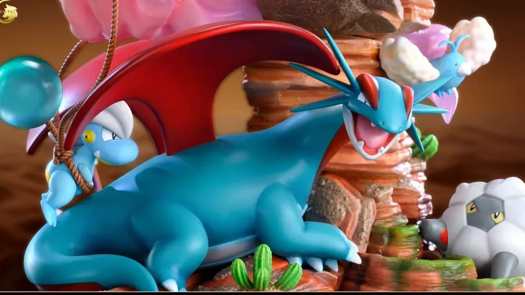 Pseudo Legendary Pokemon No.1 Salamence with LED - Pokemon Resin Statue - Crescent-Studios