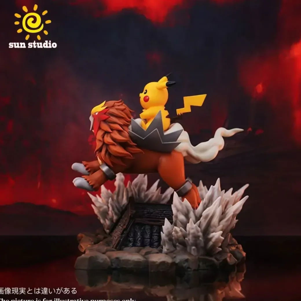Rocking Horse Series Entei & Pikachu - Pokemon Resin Statue - sun Studio