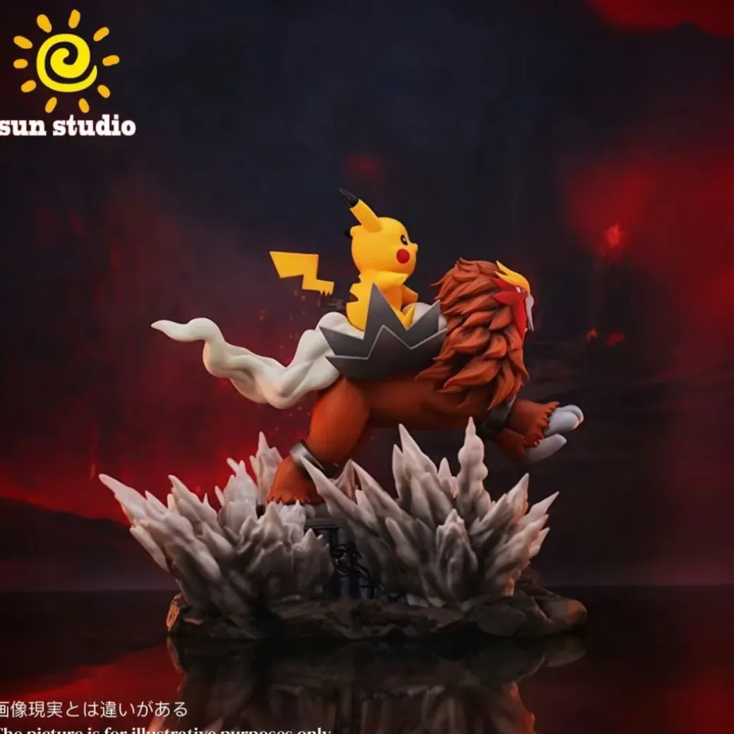 Rocking Horse Series Entei & Pikachu - Pokemon Resin Statue - sun Studio