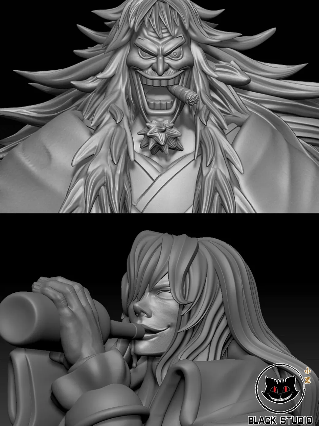 Rocks Pirates Series 002 Shiki the Golden Lion & Captain John - ONE PIECE Resin Statue - Black Studios