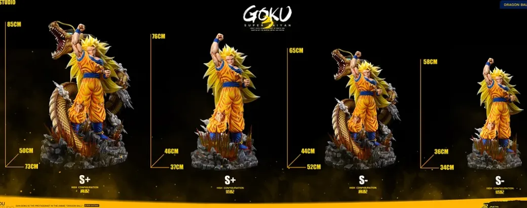 S+ & S- Scale Dragon Fist Super Saiyan 3 Son Goku with LED - Dragon Ball Resin Statue - Du-Studio