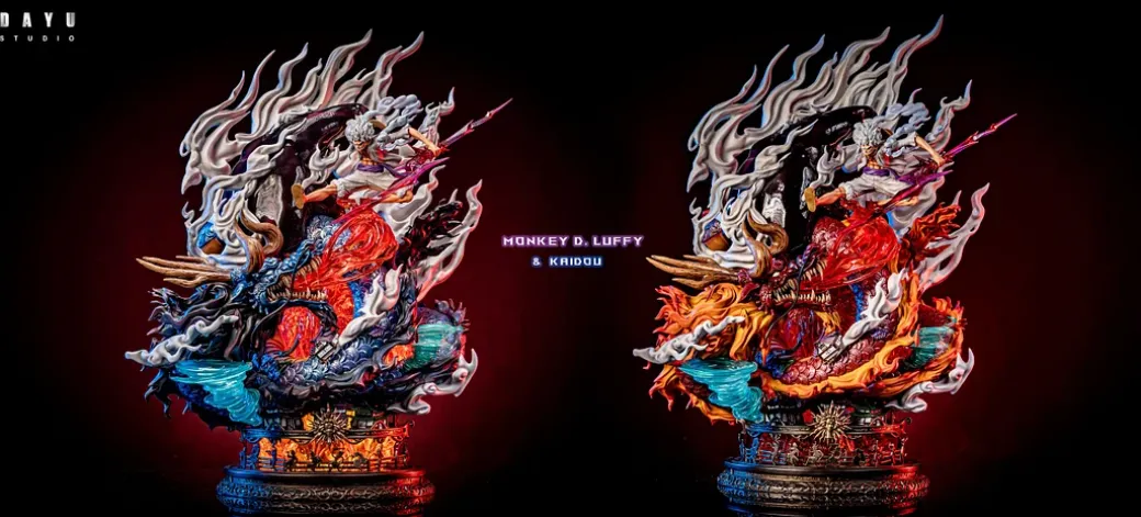 S- & S+ Scale Nika Monkey D. Luffy VS Beast Form Kaido with LED - ONE PIECE Resin Statue - DAYU Studios