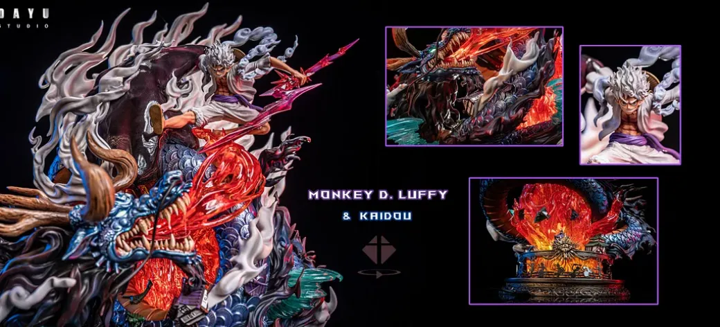 S- & S+ Scale Nika Monkey D. Luffy VS Beast Form Kaido with LED - ONE PIECE Resin Statue - DAYU Studios
