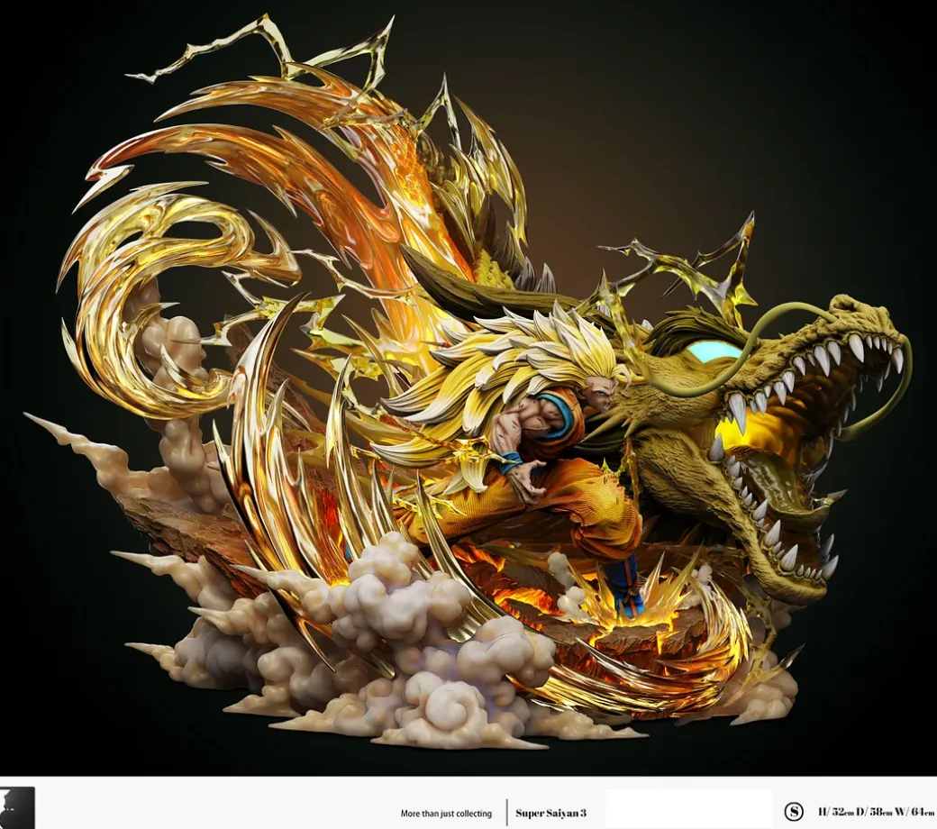 S Scale Dragon Fist Super Saiyan 3 Son Goku with LED - Dragon Ball Resin Statue - LAST SLEEP Studios
