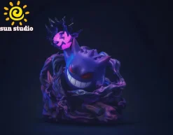Shadow Ball Gengar & Will-O-Wisp Gengar with LED - Pokemon Resin Statue - sun Studio