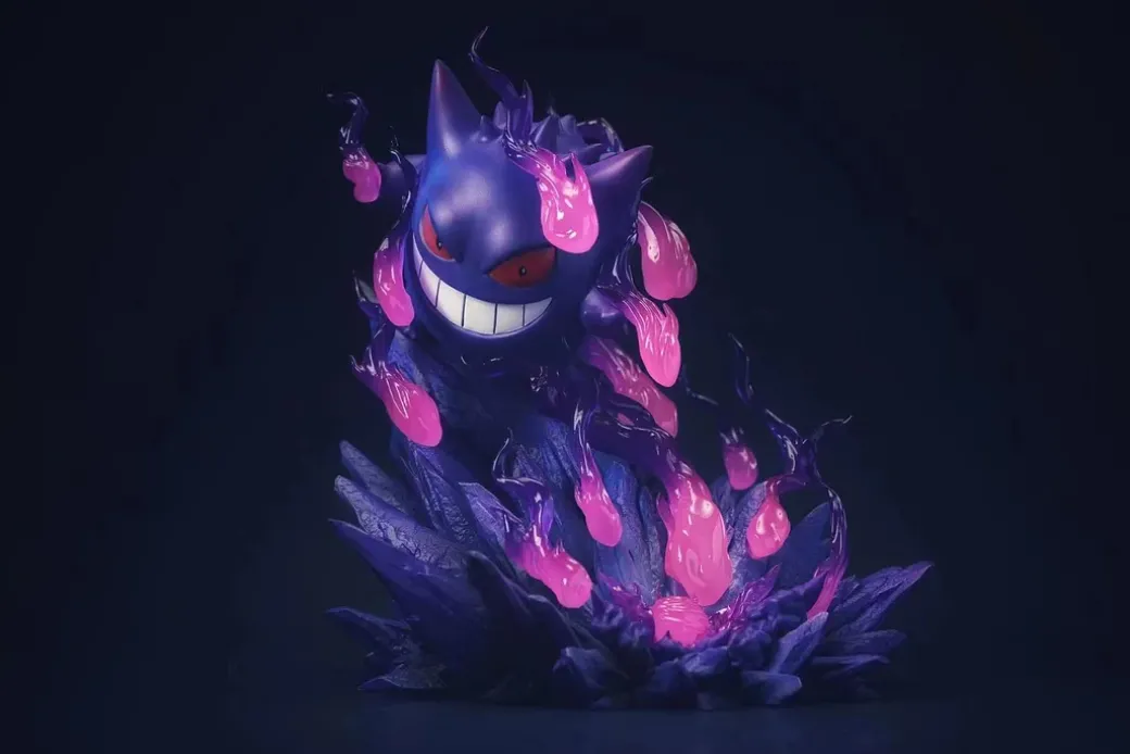 Shadow Ball Gengar & Will-O-Wisp Gengar with LED - Pokemon Resin Statue - sun Studio
