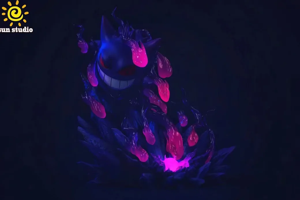 Shadow Ball Gengar & Will-O-Wisp Gengar with LED - Pokemon Resin Statue - sun Studio