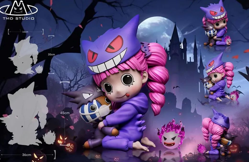 Small & Big Scale Cutie Series 001 Gengar Cosplay Perona - Pokemon ONE PIECE Resin Statue - TMD Studio