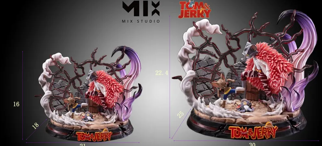 Small & Big Scale Dressrosa Arc Luffy Vs Doflamingo Fight Scene Cosplay Tom and Jerry - Tom and Jerry ONE PIECE Resin Statue - MIX Studios