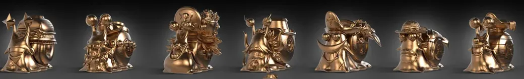 Small & Big Scale Four Emperors Red-Haired Shanks Golden Den Den Mushi - ONE PIECE Resin Statue - LX-Studios