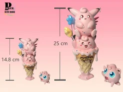Small & Big Scale Ice Cream Clefairy & Clefable & Jigglypuff - Pokemon Resin Statue - Poker-Studios