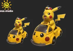 Small & Big Scale Pikachu with Pikachu Car - Pokemon Resin Statue - sun Studio