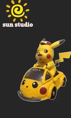 Small & Big Scale Pikachu with Pikachu Car - Pokemon Resin Statue - sun Studio