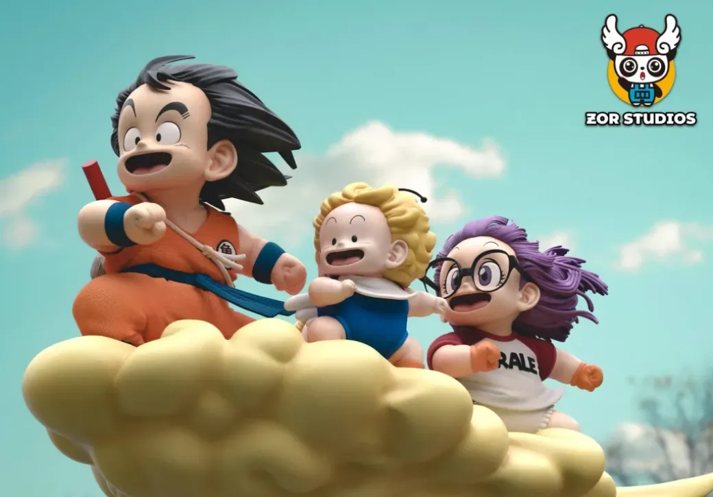 Son Goku & Arare/ Alare Riding Clouds - Dragon Ball Dr. Slump Resin Statue - ZOR Studios