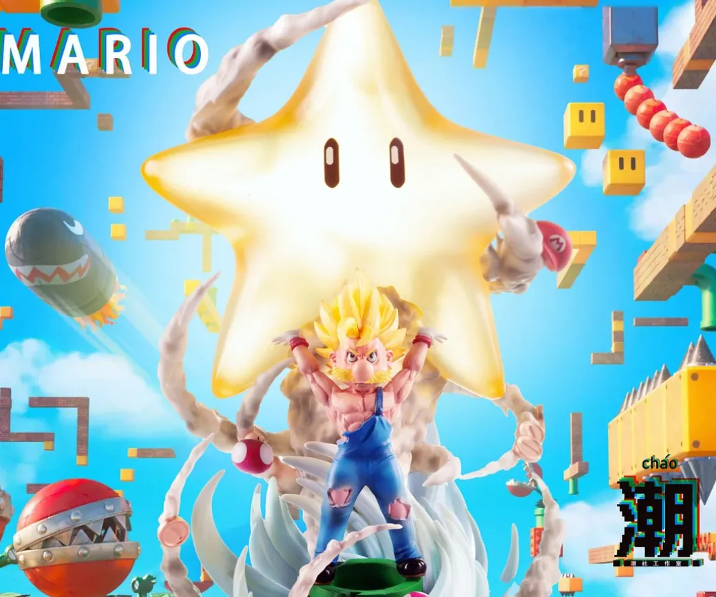 Spirit Bomb Super Mario with LED - Dragon Ball Super Mario Statue - ChaoShe Studio