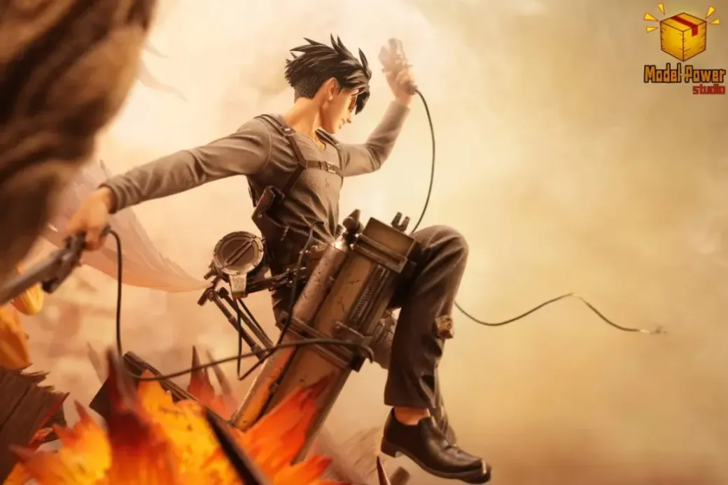 Street Battle Levi Ackerman with LED - Attack On Titan Resin Statue - Model Power Studio