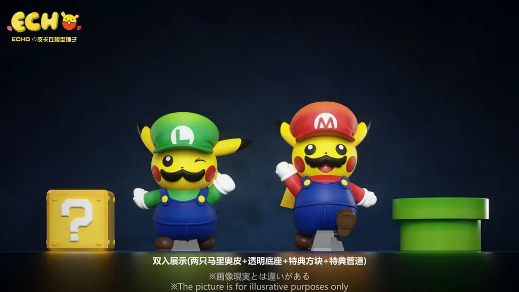 Super Mario Cosplay Pikachu - Super Mario Pokemon Resin Statue - ECHO_Studio