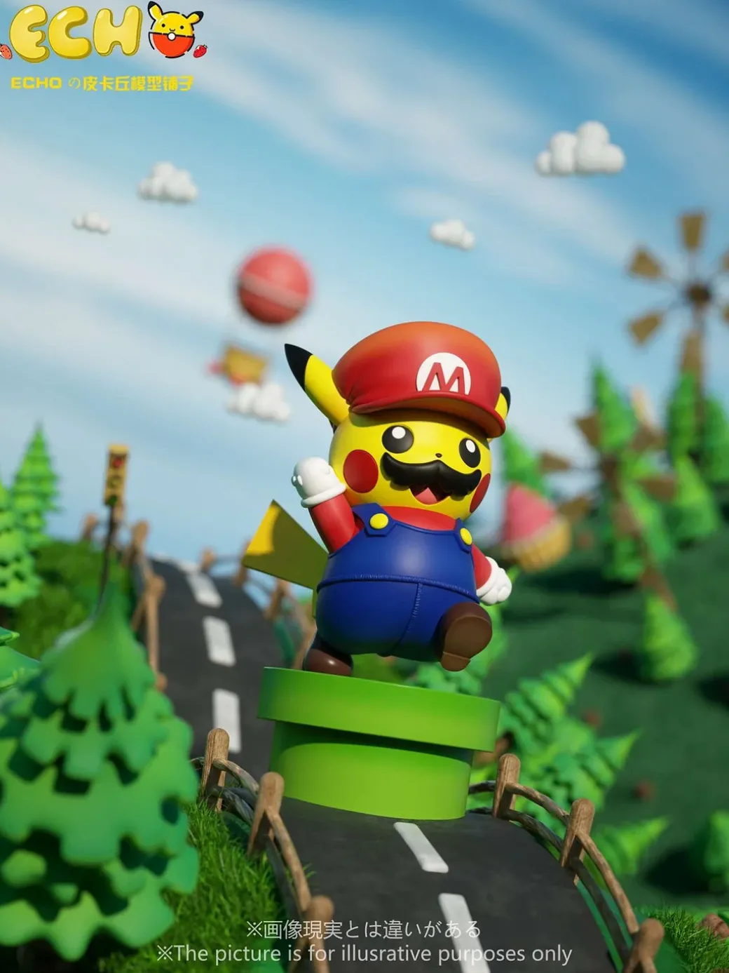 Super Mario Cosplay Pikachu - Super Mario Pokemon Resin Statue - ECHO_Studio