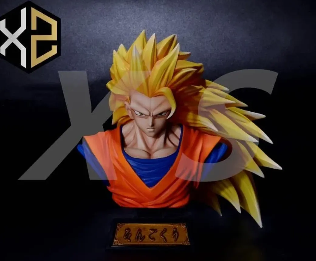 Super Saiyan 3 Son Goku Bust Statue - Dragon Ball Resin Statue - XS Studios