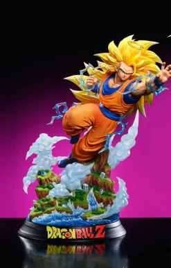 Super Saiyan 3 Son Goku with LED - Dragon Ball Resin Statue - KING Studio