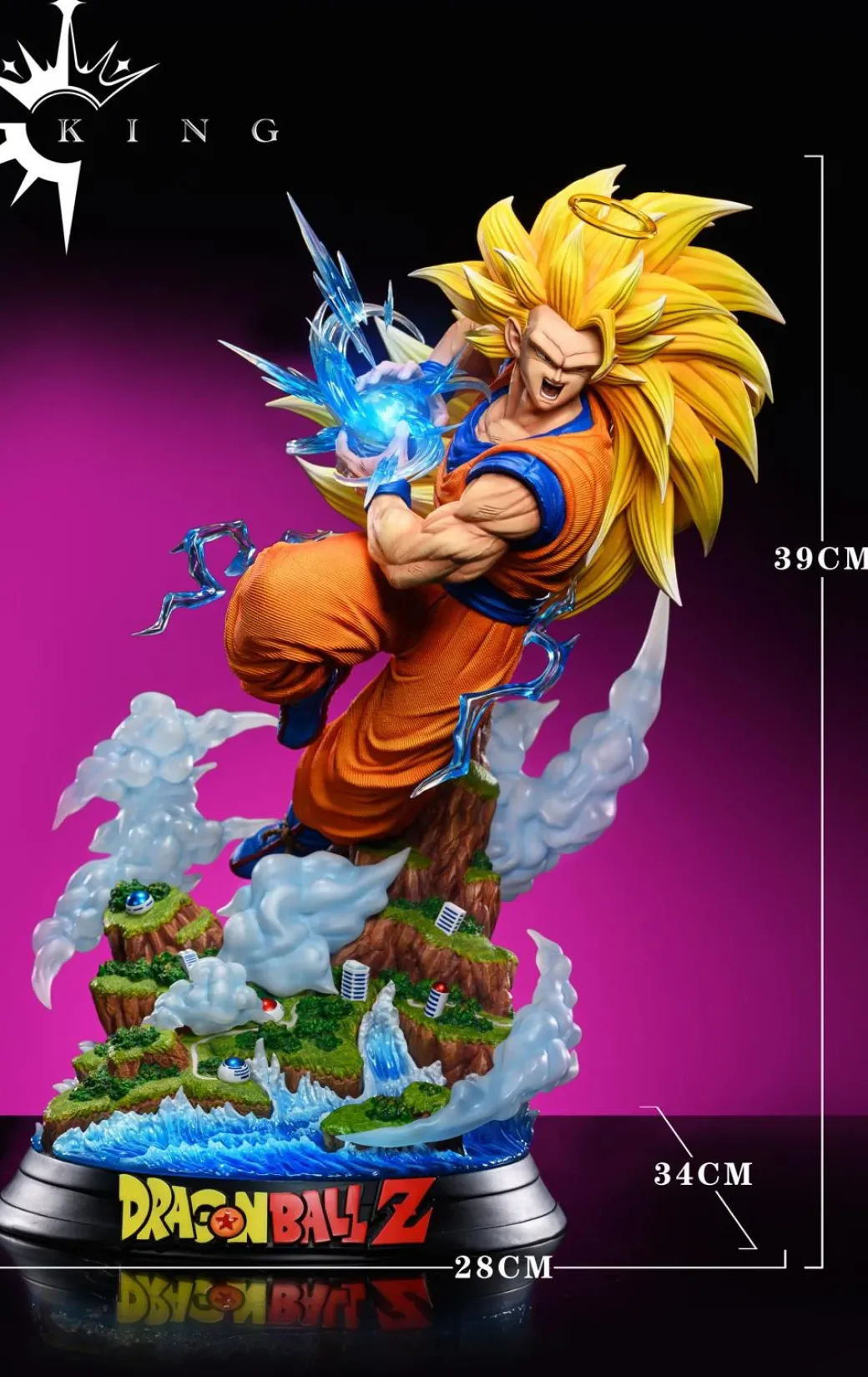 Super Saiyan 3 Son Goku with LED - Dragon Ball Resin Statue - KING Studio